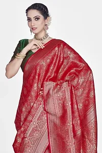 Stylish Silk Blend Zari Saree With Blouse Piece For Women-thumb2