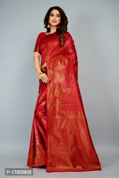 Beautiful  Art Silk  Jacquard Saree with Blouse Piece For Women-thumb3