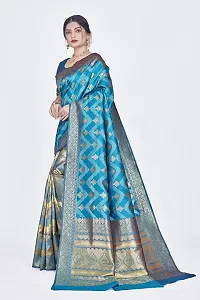 Stylish Silk Blend Zari Saree With Blouse Piece For Women-thumb3