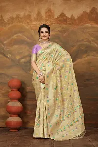 Stylish Yellow Art Silk Saree With Blouse Piece For Women-thumb1