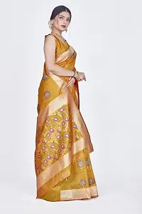 Stylish Silk Blend Zari Saree With Blouse Piece For Women-thumb4