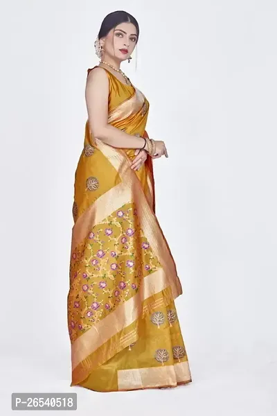 Stylish Silk Blend Zari Saree With Blouse Piece For Women-thumb5