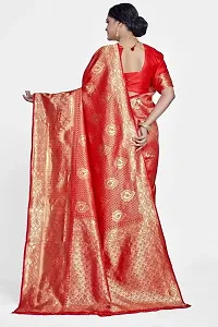 Stylish Silk Blend Zari Saree With Blouse Piece For Women-thumb1