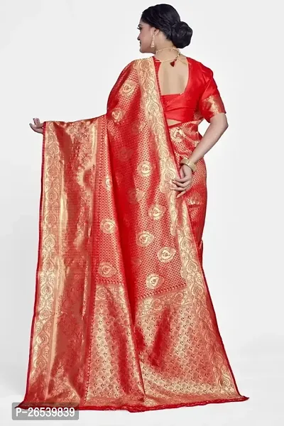 Stylish Silk Blend Zari Saree With Blouse Piece For Women-thumb2