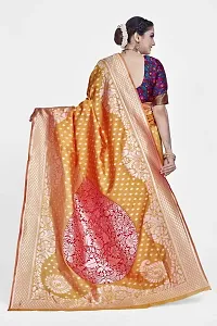 Stylish Silk Blend Zari Saree With Blouse Piece For Women-thumb1