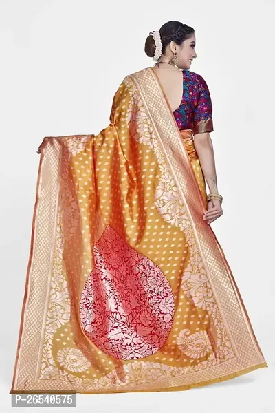 Stylish Silk Blend Zari Saree With Blouse Piece For Women-thumb2