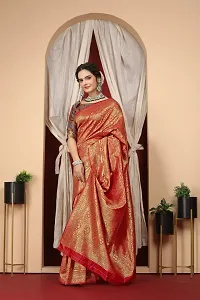 Stylish Red Art Silk Saree With Blouse Piece For Women-thumb1