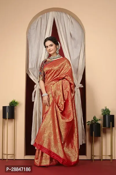 Stylish Red Art Silk Saree With Blouse Piece For Women-thumb2