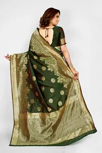 Stylish Silk Blend Zari Saree With Blouse Piece For Women-thumb1