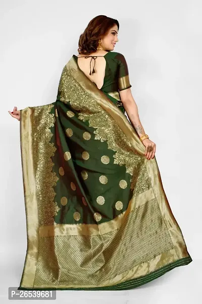 Stylish Silk Blend Zari Saree With Blouse Piece For Women-thumb2