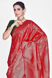 Stylish WomenS Jacquard Banarasi Silk Saree With Unstitched Blouse Piece-thumb2