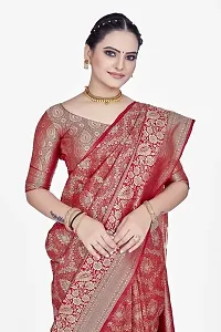 Stylish Silk Blend Zari Saree With Blouse Piece For Women-thumb2