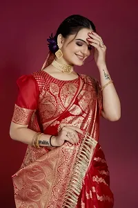 Beautiful  Organza  Jacquard Saree with Blouse Piece For Women-thumb2