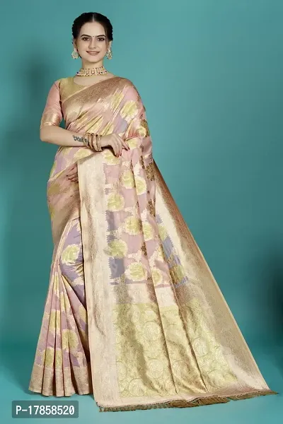 Beautiful  Organza  Jacquard Saree with Blouse Piece For Women