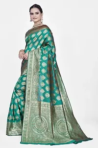 Stylish Silk Blend Zari Saree With Blouse Piece For Women-thumb3