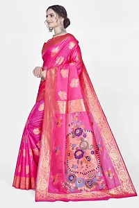 Stylish Silk Blend Zari Saree With Blouse Piece For Women-thumb3