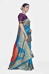 Stylish Silk Blend Zari Saree With Blouse Piece For Women-thumb4