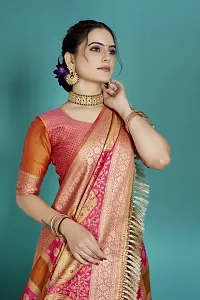 Beautiful  Organza  Jacquard Saree with Blouse Piece For Women-thumb2