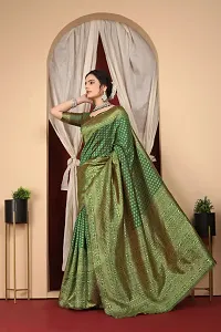 Stylish Green Art Silk Saree With Blouse Piece For Women-thumb1