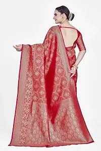 Stylish Silk Blend Zari Saree With Blouse Piece For Women-thumb1