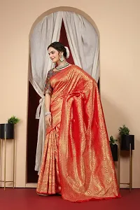 Stylish Red Art Silk Saree With Blouse Piece For Women-thumb1