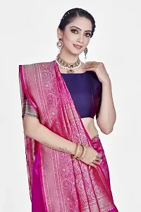 Stylish Silk Blend Zari Saree With Blouse Piece For Women-thumb2