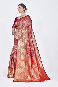 Stylish Silk Blend Zari Saree With Blouse Piece For Women-thumb3