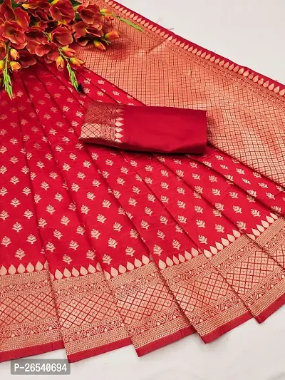 Stylish Banarasi Silk Saree Along With Zari Woven Work With Blouse For Women-thumb0