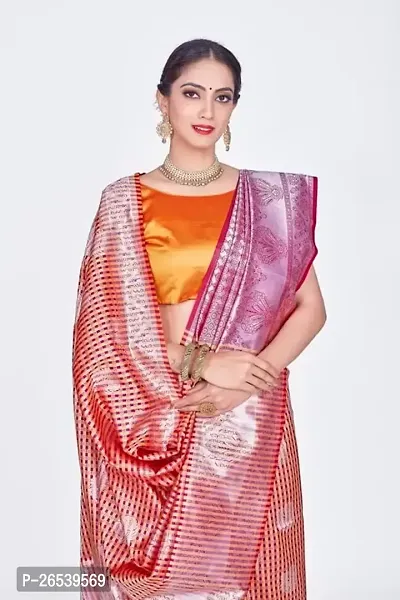 Stylish Silk Blend Woven Banarasi Saree With Unstitched Blouse-thumb3