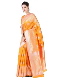 Stylish Orange Colored Banarasi Silk Zari Woven Saree With Blouse Piece-thumb3