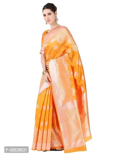 Stylish Orange Colored Banarasi Silk Zari Woven Saree With Blouse Piece-thumb4