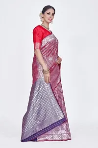 Stylish Silk Blend Zari Saree With Blouse Piece For Women-thumb4