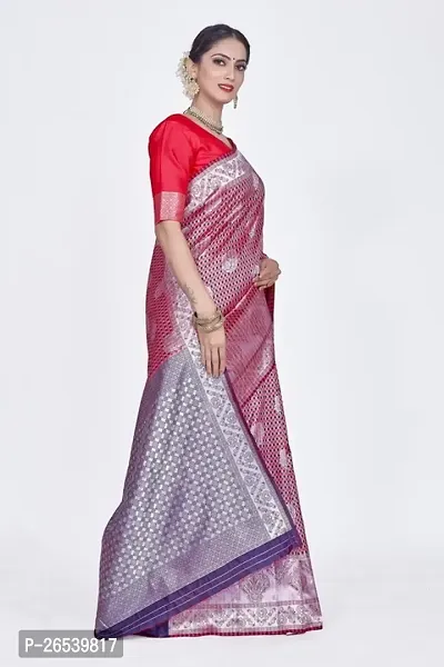 Stylish Silk Blend Zari Saree With Blouse Piece For Women-thumb5