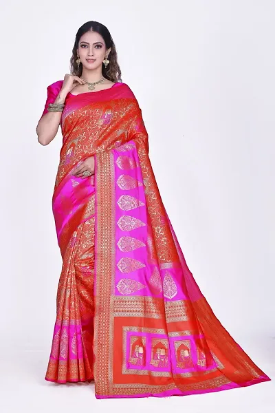 Stylish Art Silk Saree with Blouse piece For Women