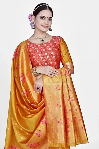 Stylish Silk Blend Zari Saree With Blouse Piece For Women-thumb2