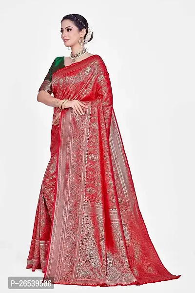 Stylish WomenS Jacquard Banarasi Silk Saree With Unstitched Blouse Piece-thumb5