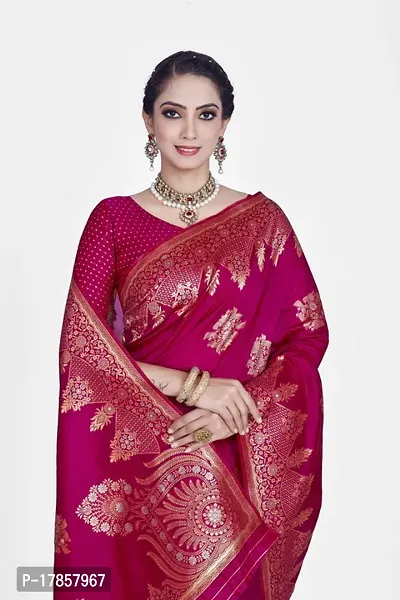 Beautiful  Art Silk  Jacquard Saree with Blouse Piece For Women-thumb3