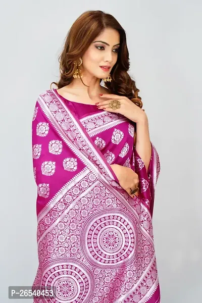 Stylish Silk Blend Zari Saree With Blouse Piece For Women-thumb5