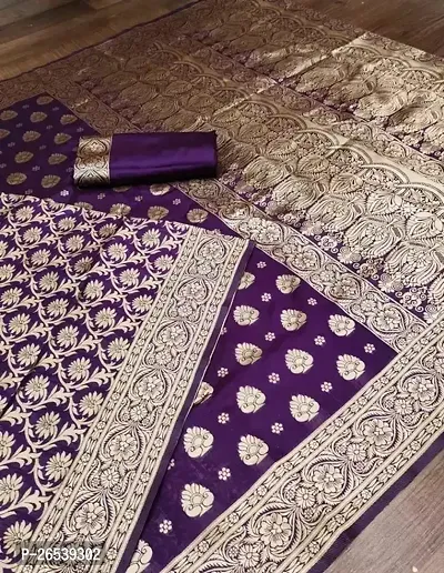 Stylish Banarasi Silk Jacquard Saree With Blouse Piece For Women-thumb0