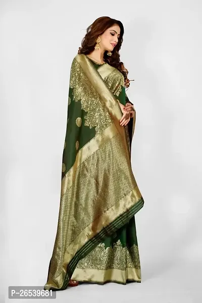 Stylish Silk Blend Zari Saree With Blouse Piece For Women-thumb3