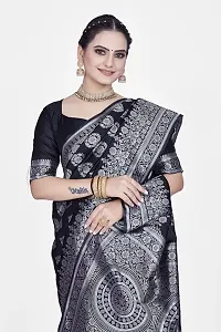 Stylish Silk Blend Zari Saree With Blouse Piece For Women-thumb2