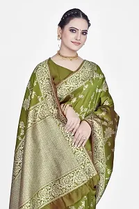 Stylish Silk Blend Zari Saree With Blouse Piece For Women-thumb2