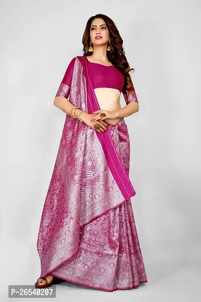 Stylish Silk Blend Zari Saree With Blouse Piece For Women-thumb0