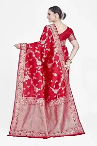 Stylish Silk Blend Zari Saree With Blouse Piece For Women-thumb1