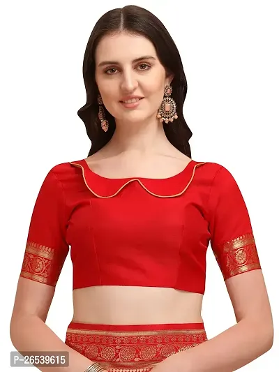 Stylish Red Colored Kanjeevaram Silk Zari Woven Saree With Blouse Piece-thumb4