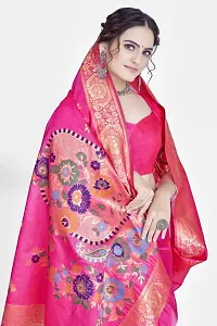 Stylish Silk Blend Zari Saree With Blouse Piece For Women-thumb2