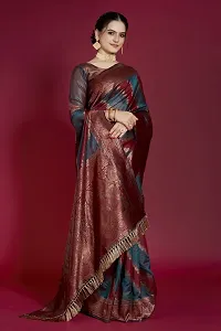 Beautiful  Organza  Jacquard Saree with Blouse Piece For Women-thumb4