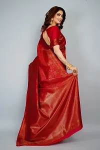 Stylish Silk Blend Zari Saree With Blouse Piece For Women-thumb1