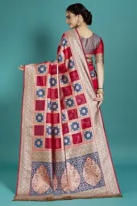 Beautiful  Organza  Jacquard Saree with Blouse Piece For Women-thumb1