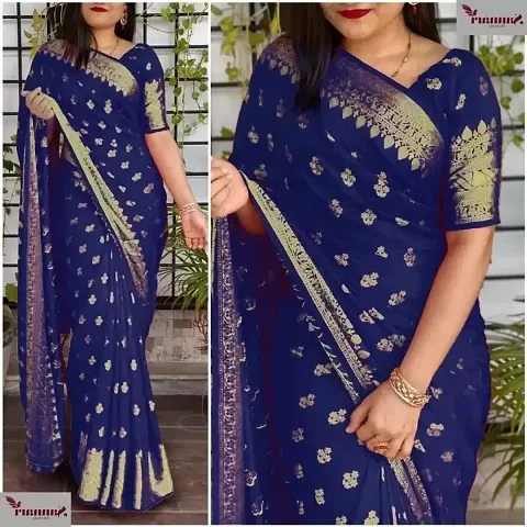 Stylish Art Silk Dark Zari Woven Saree with Blouse piece